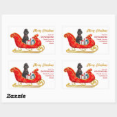 Black Poodle Dog-kerstkledij Rechthoekige Sticker (Vel)