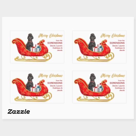 Black Poodle Dog-kerstkledij Rechthoekige Sticker (Vel)