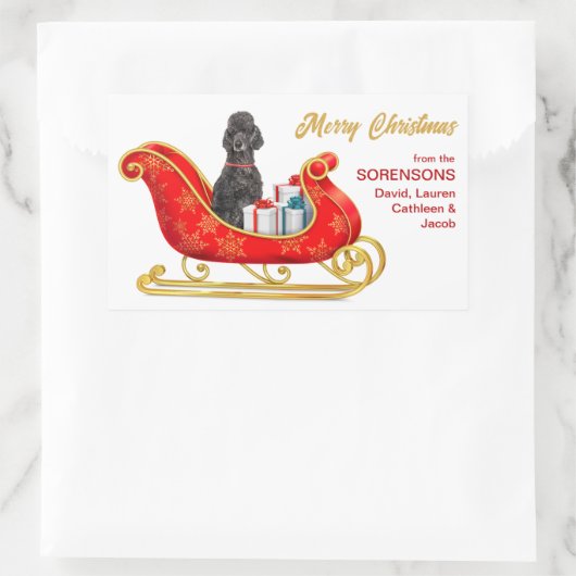 Black Poodle Dog-kerstkledij Rechthoekige Sticker (Tas)