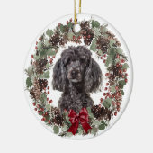 Black Poodle Dog Pinecone Wreated Personalized Keramisch Ornament (Links)