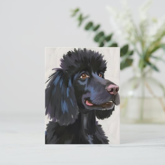 Black Poodle | Dog Watercolor Pet Card (Staand voorkant)