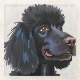 Black Poodle | Dog Watercolor Pet Painting Glazen Onderzetter