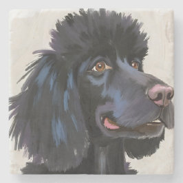 Black Poodle | Dog Watercolor Pet Painting Stenen Onderzetter