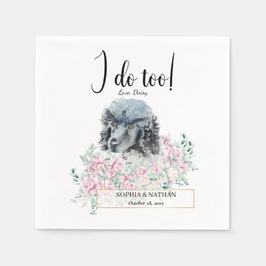 Black Poodle Dog Wedding Cocktail Napkins Servet (Voorkant)