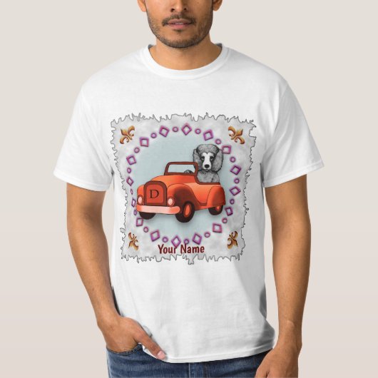 Black Poodle Driving Car T-Shirt (Voorkant)