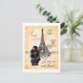 Black Poodle French Paris Eiffel Tower  Briefkaart (Staand voorkant)