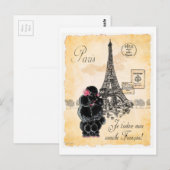 Black Poodle French Paris Eiffel Tower  Briefkaart (Voorkant / Achterkant)