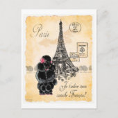 Black Poodle French Paris Eiffel Tower  Briefkaart (Voorkant)