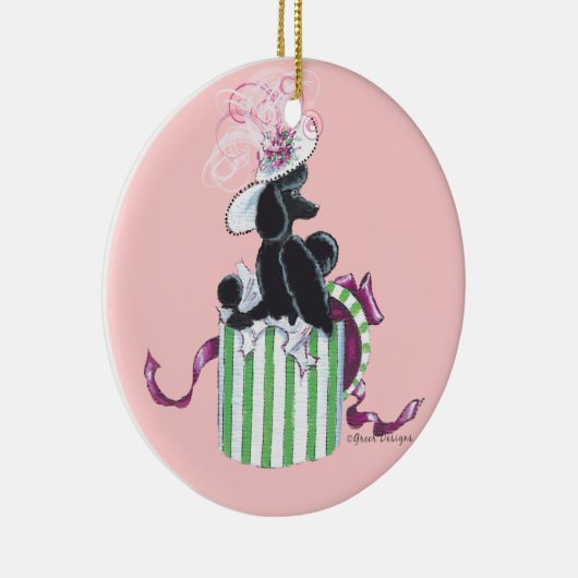 Black Poodle Hatbox Retro-versiering Keramisch Ornament (Rechts)