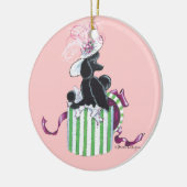 Black Poodle Hatbox Retro-versiering Keramisch Ornament (Links)