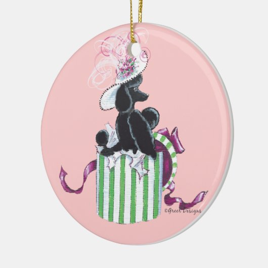 Black Poodle Hatbox Retro-versiering Keramisch Ornament (Links)