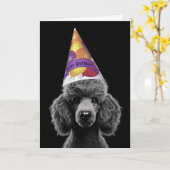 Black Poodle Head Party Hat with Happy Birthday  Kaart (Gele Bloem)