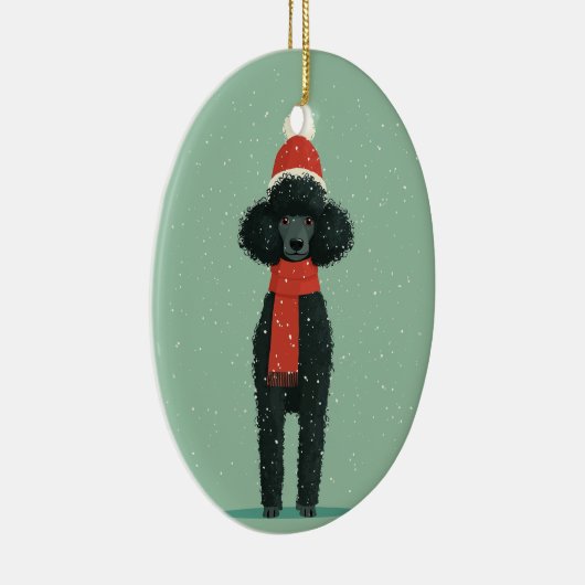Black Poodle Holiday Keepsake Keramisch Ornament (Rechts)