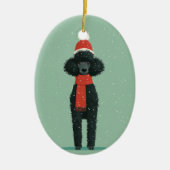Black Poodle Holiday Keepsake Keramisch Ornament (Voorkant)