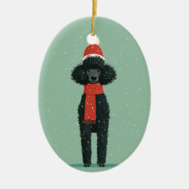 Black Poodle Holiday Keepsake Keramisch Ornament