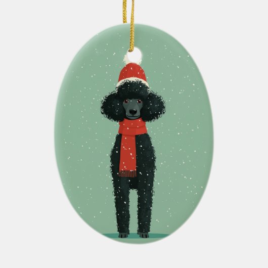 Black Poodle Holiday Keepsake Keramisch Ornament (Achterkant)