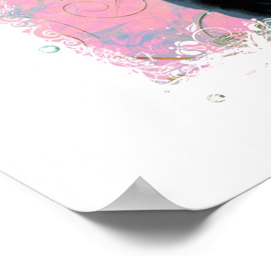 Black Poodle Hummingbird Swirls Art Invitation Poster (Hoek)