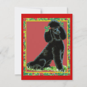 Black Poodle in Holly Holiday-kerstkaarten Feestdagenkaart