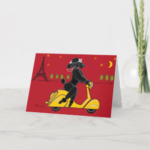 Black Poodle in Parijs op scooter Kaart
