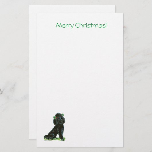 Black Poodle-kerstcadeautjes en -kaarten voor kers Briefpapier (Voorkant / Achterkant)