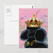 Black Poodle King met Crown Briefkaart (Voorkant / Achterkant)