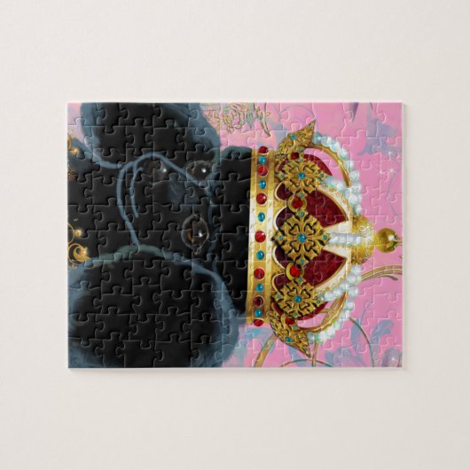 Black Poodle King met Crown Legpuzzel (Horizontaal)