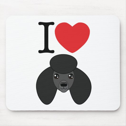 Black Poodle Mousepad Muismat (Voorkant)