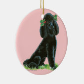 Black Poodle n Holly Kerstboom Ornament (Rechts)