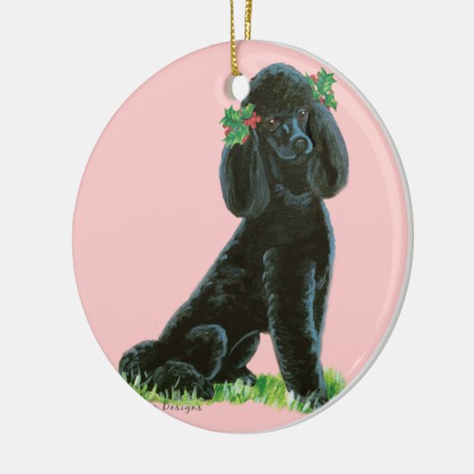 Black Poodle n Holly Kerstboom Ornament (Links)