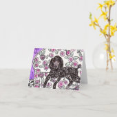 Black Poodle Note Card Kaart (Gele Bloem)