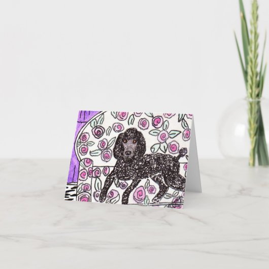 Black Poodle Note Card Kaart (Voorkant)