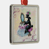 Black Poodle Retro Boudoir Metalen Ornament (Rechts)