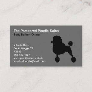 Black Poodle Silhouette (standaard, Fancy haircut) Visitekaartje