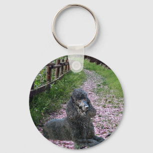 Black Poodle Sleutelhanger Flowers