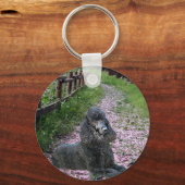 Black Poodle Sleutelhanger Flowers (Voorkant)