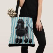 Black Poodle Stripe Bag Tote Bag (Dichtbij)