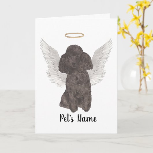 Black Poodle Sympathy Memorial Kaart (Gele Bloem)