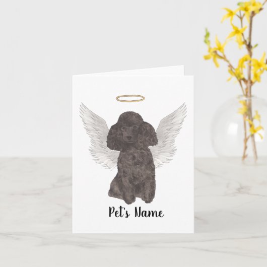 Black Poodle Sympathy Memorial Kaart (Gele Bloem)