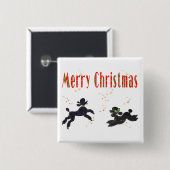 Black Poodles die Merry kerstArt Button spelen (Voorkant /achterkant)