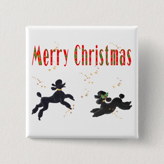Black Poodles die Merry kerstArt Button spelen (Voorkant)
