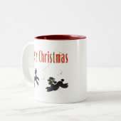 Black Poodles die Merry kerstArt Mok Cup spelen (Voorkant links)