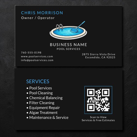 Black Pool Services QR-code Visitekaartje