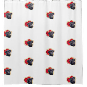 Black PopArt Labrador Retriever Heart Digital Douchegordijn