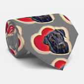 Black PopArt Labrador Retriever Heart Digital Stropdas (Opgerold)