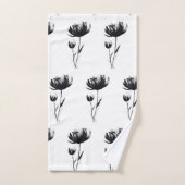 Black Poppies Abstracte Flowers Floral Garden Bad Handdoek (Handdoek)