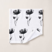 Black Poppies Abstracte Flowers Floral Garden Bad Handdoek (Wasdoekje)