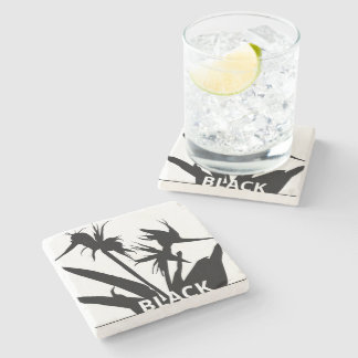 BLACK - Posavasos con Flor del paraíso en negro Stenen Onderzetter