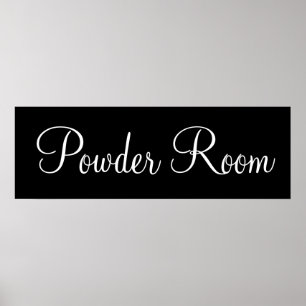 Black Powder Room Wall Art Poster Afdrukken