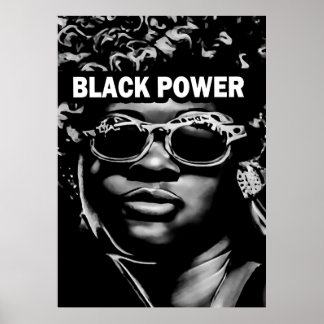 Black Power Afro Schoonheidsvrouw Portret (AI + Hu Poster