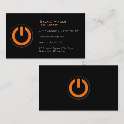 Black Power Button, technologie - Visitekaartje (Voorkant / Achterkant)